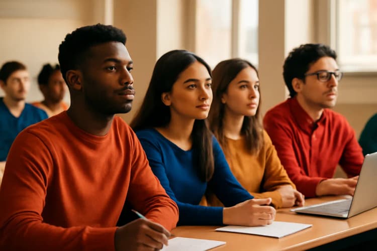 Melhores pós-graduações em marketing digital, com pessoas estudando.