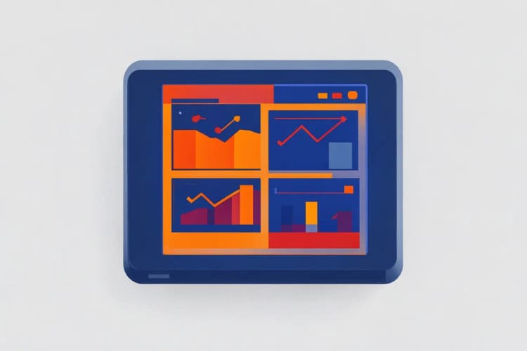 Um painel de controle de tráfego digital com gráficos e números, visto de cima.
