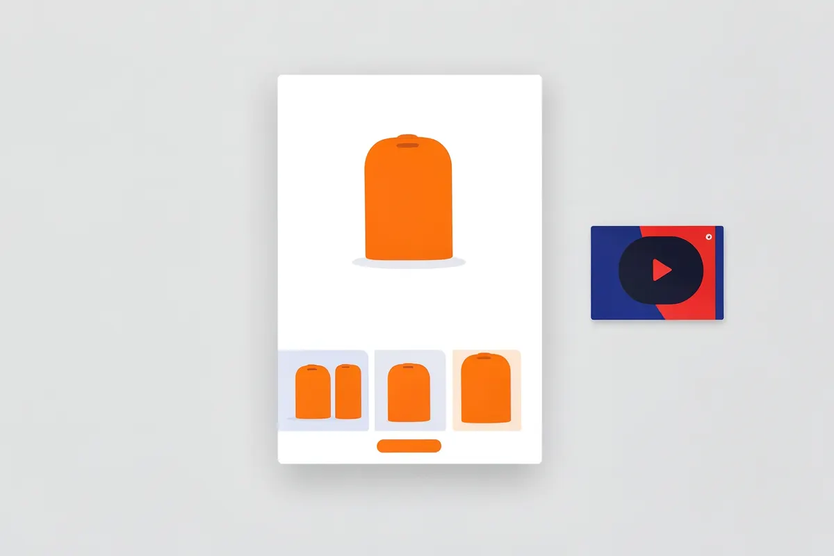Uma colagem de diferentes formatos de anúncios da Shopee: um anúncio de imagem estática, um anúncio em carrossel e um anúncio em vídeo curto.