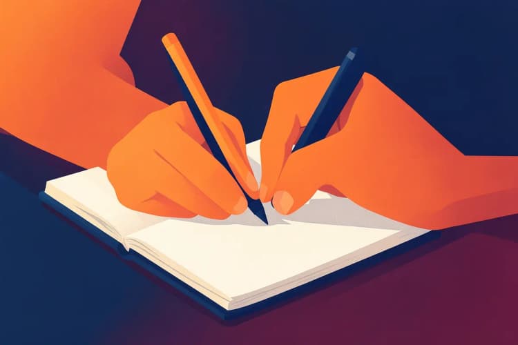 Pessoa escrevendo metas em um caderno com uma caneta.