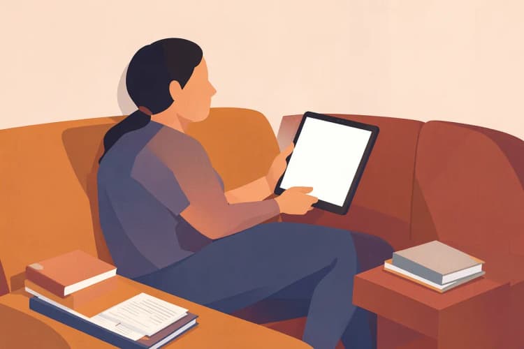 Aprendizado de marketing digital: pessoa assistindo a um curso online em um tablet