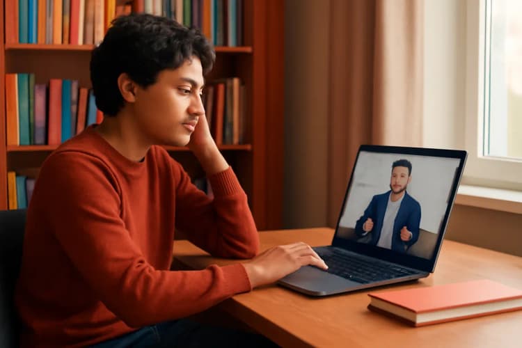 Pessoa jovem aprendendo sobre gestão de tráfego pago online.