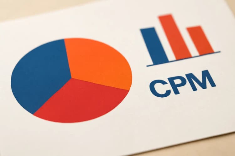 Gráfico de pizza mostrando custo por mil impressões (CPM).