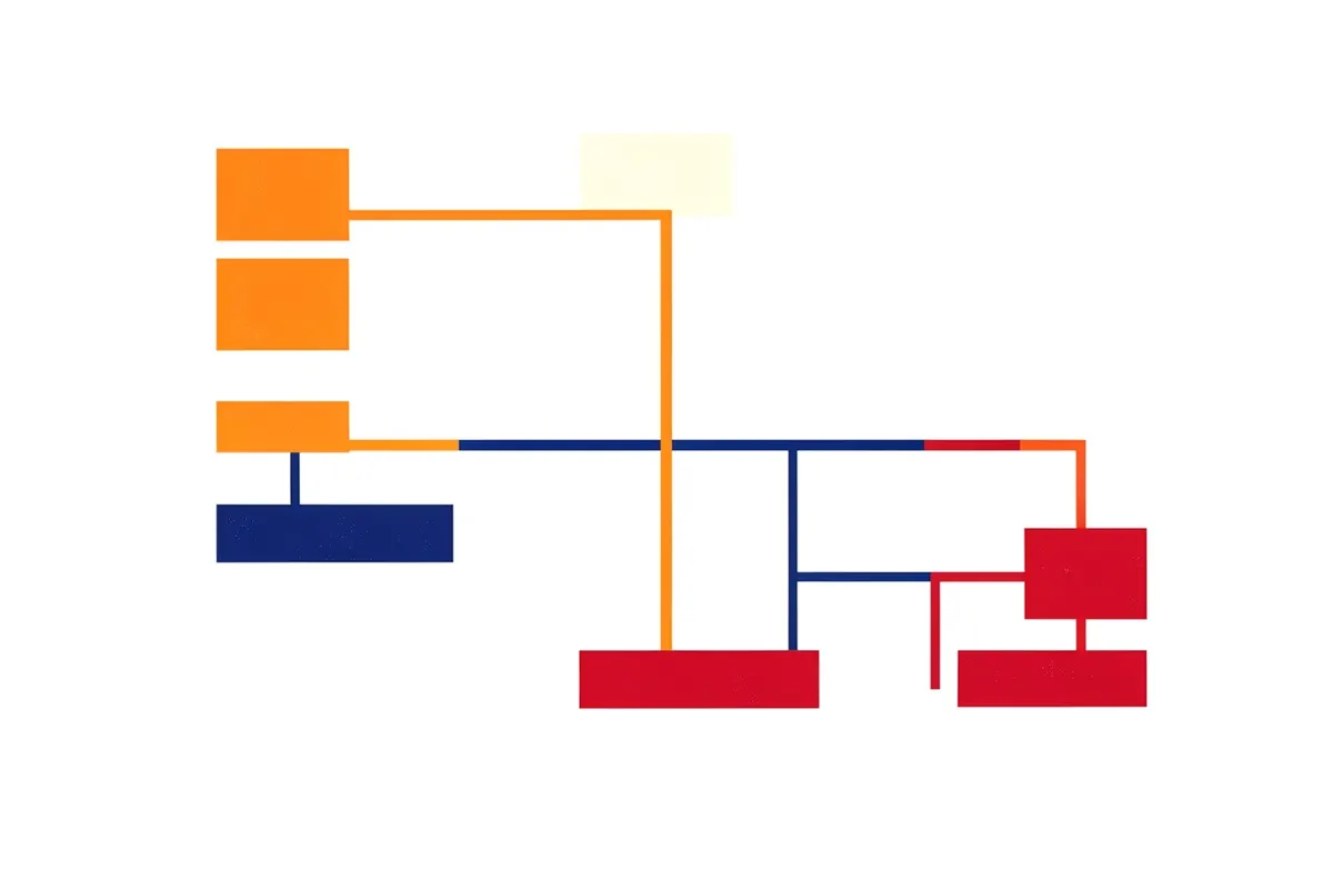 Diagrama de fluxo mostrando diferentes caminhos de decisão.