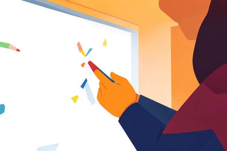 Professor escrevendo em um quadro branco sobre estratégias de marketing digital para uma turma.