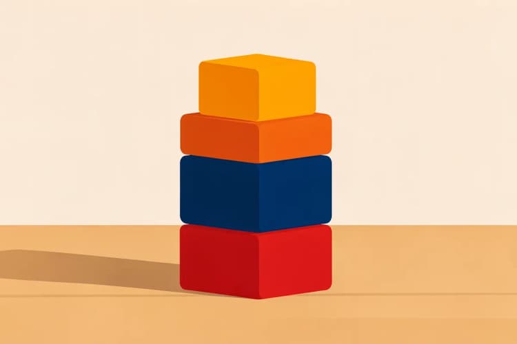 Pilha de blocos de construção coloridos formando uma torre, representando diferentes tipos de SEO.