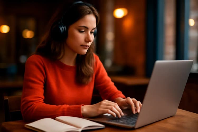 Pessoa estudando online para se tornar gestor de tráfego pago.