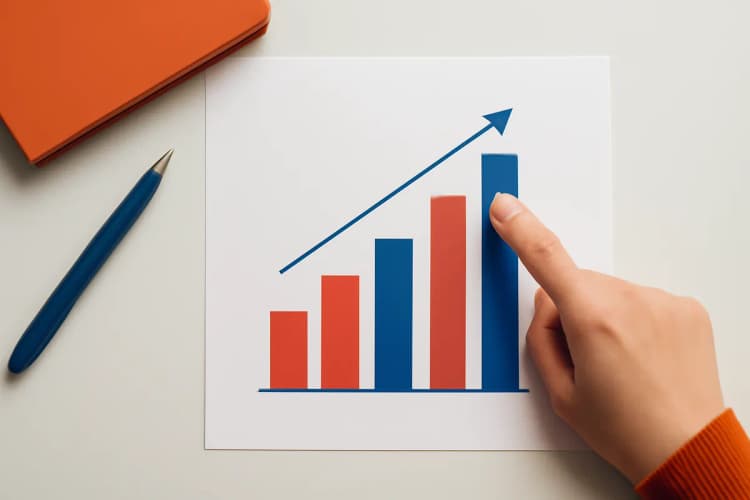 Salário em marketing digital, gráfico de barras mostrando aumento salarial