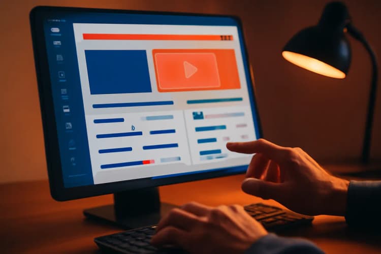 Pessoa configurando campanha de anúncios online em um computador