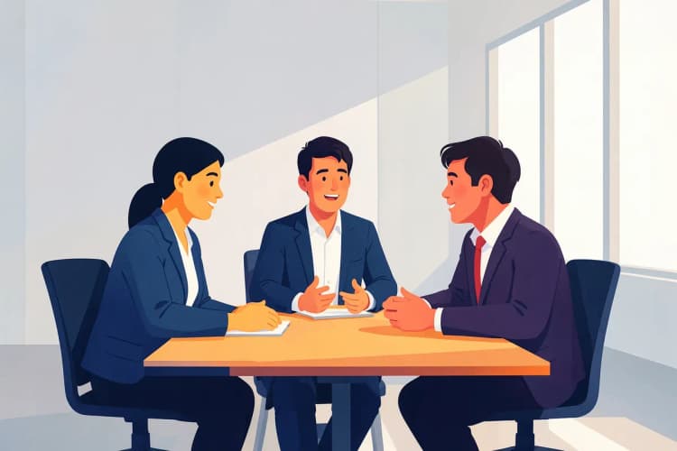 Grupo de pessoas em reunião de negócios em sala moderna
