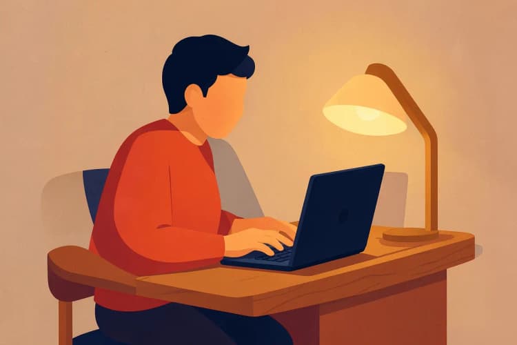 Empreendedor trabalhando em escritório pequeno com computador