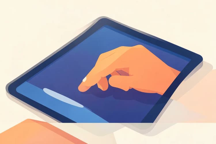 Pessoa clicando em um anúncio online em um tablet.